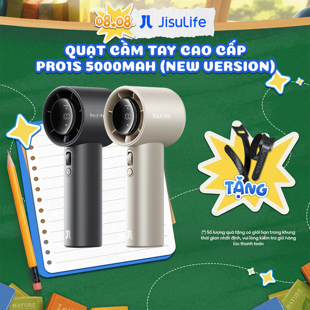Quạt Cầm Tay Cao Cấp JISULIFE Pro1S 2026 Sử Dụng Đến 40H | Con Lăn 100 Cấp Gió | Màn Hình LED | Bảo Hành 12th Chính Hãng