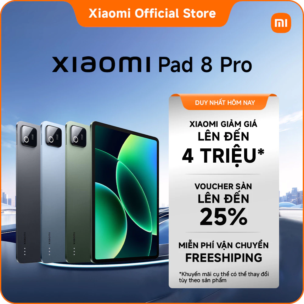 Máy tính bảng Xiaomi Pad 8 Pro (8+128GB|8+256GB)| Pin 9200mAh (typ)|Màn hình 3.2K 144Hz| Vi xử lý Snapdragon 8 Elite
