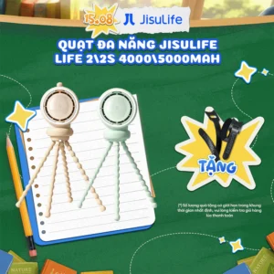 Quạt kẹp nôi xe đẩy em bé JISULIFE Life 2 Pin 5000mAh | Sử Dụng Đến 12h | Chính Hãng | Bảo hành 12th