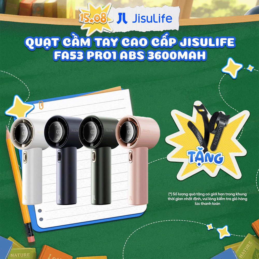 Quạt Cầm Tay Cao Cấp JISULIFE Pro1 (FA53 ABS) - Màn LED Hiển Thị - Sử Dụng Lên Đến 12H - Bảo Hành Chính Hãng 12 Tháng