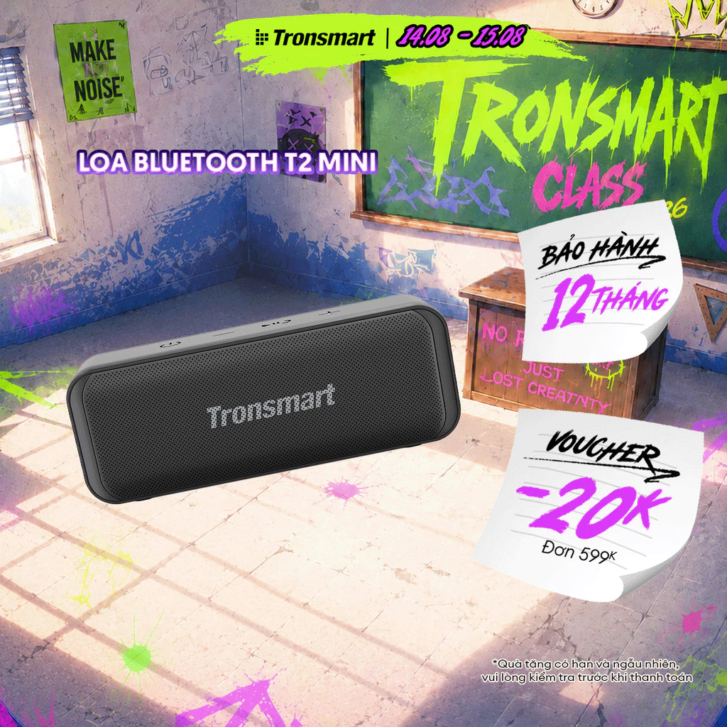 Loa Bluetooth Tronsmart T2 MINI | Công Suất 10W | Chơi Nhạc Đến 18h | Kháng Nước IPX7 | Bluetooth 5.3 | BH 12 Tháng