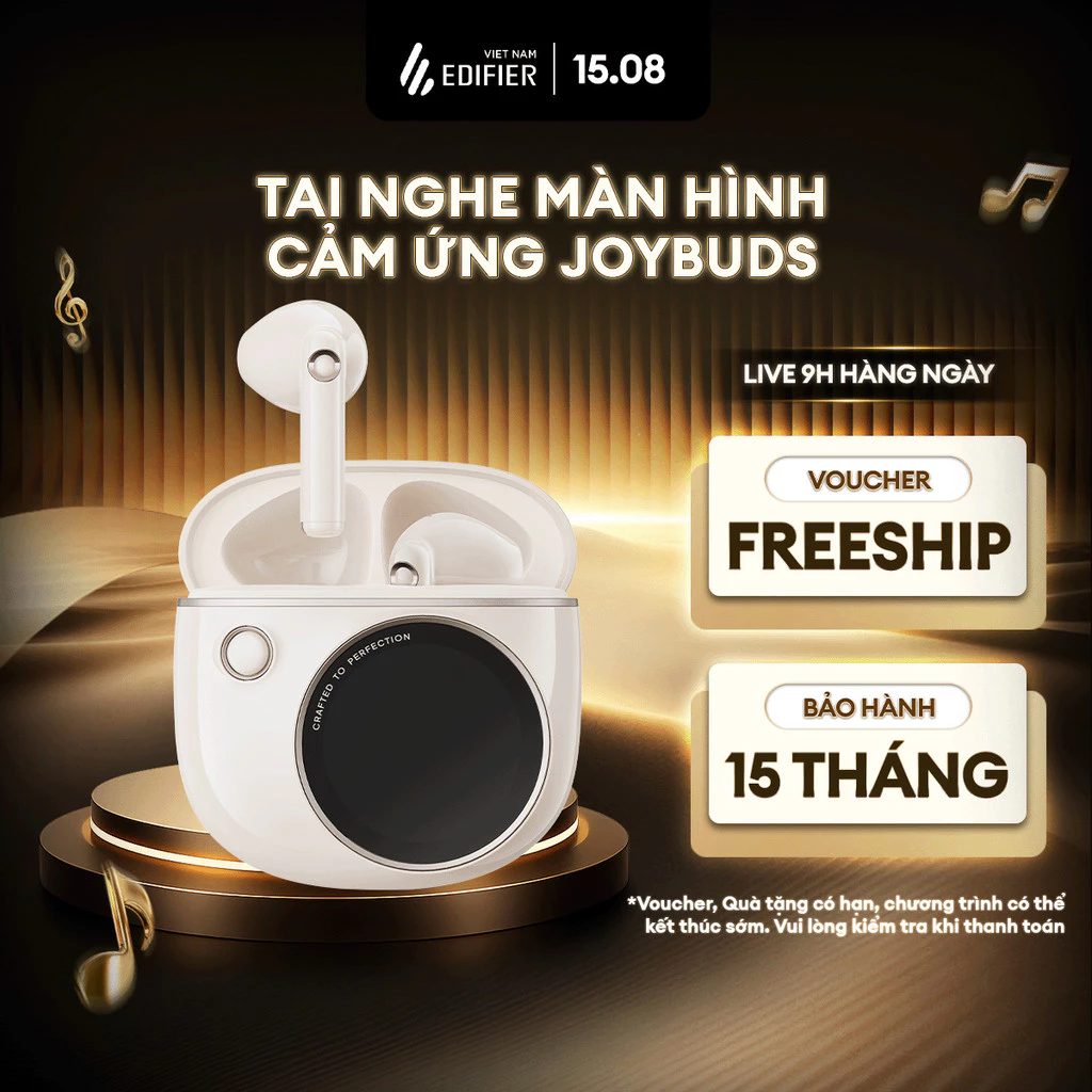Tai Nghe Nhét Tai Bluetooth EDIFIER JOYBUDS | Thời Gian Sử Dụng 35 Tiếng | Màn Hình Cảm Ứng | Bảo Hành 15 Tháng