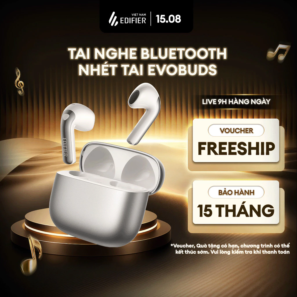 Tai Nghe Không Dây Nhét Tai EDIFIER EVOBUDS/EVOBUDS PRO - Khử Ồn - Tới 35H Nghe Nhạc - AI Dịch Thuật - 15 Tháng Bảo Hành