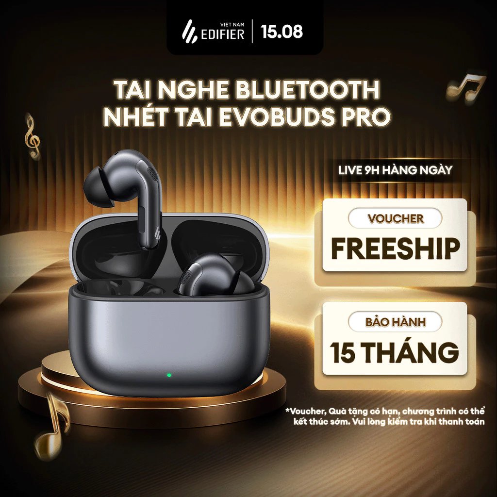 Tai Nghe Bluetooth Không Dây Nhét Tai EDIFIER EVOBUDS PRO - Âm Thanh Chi Tiết - Version Bluetooth 6.0 -15 Tháng Bảo Hành