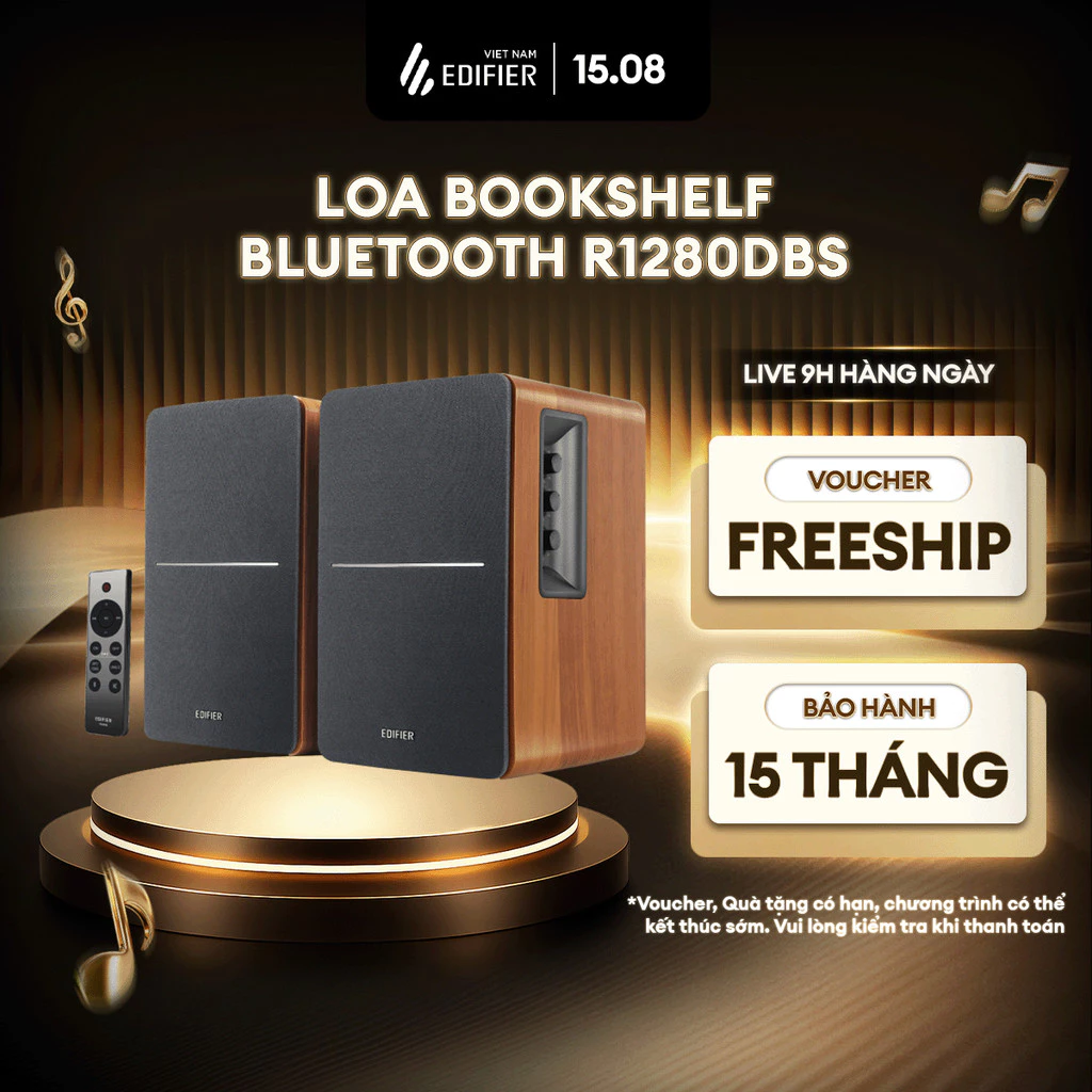 Loa Bluetooth Bookshelf Để Bàn EDIFIER R1280DBs - Công Suất 42W - Tích Hợp Cổng Sub Out - Vỏ Gỗ - 15 Tháng Bảo Hành
