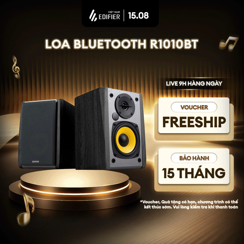 Bộ Loa Bookshelf Bluetooth EDIFIER R1010BT - Công Suất 24W - Vỏ Gỗ Chống Dội Âm - Âm Thanh Mạnh Mẽ - 15 Tháng Bảo Hành
