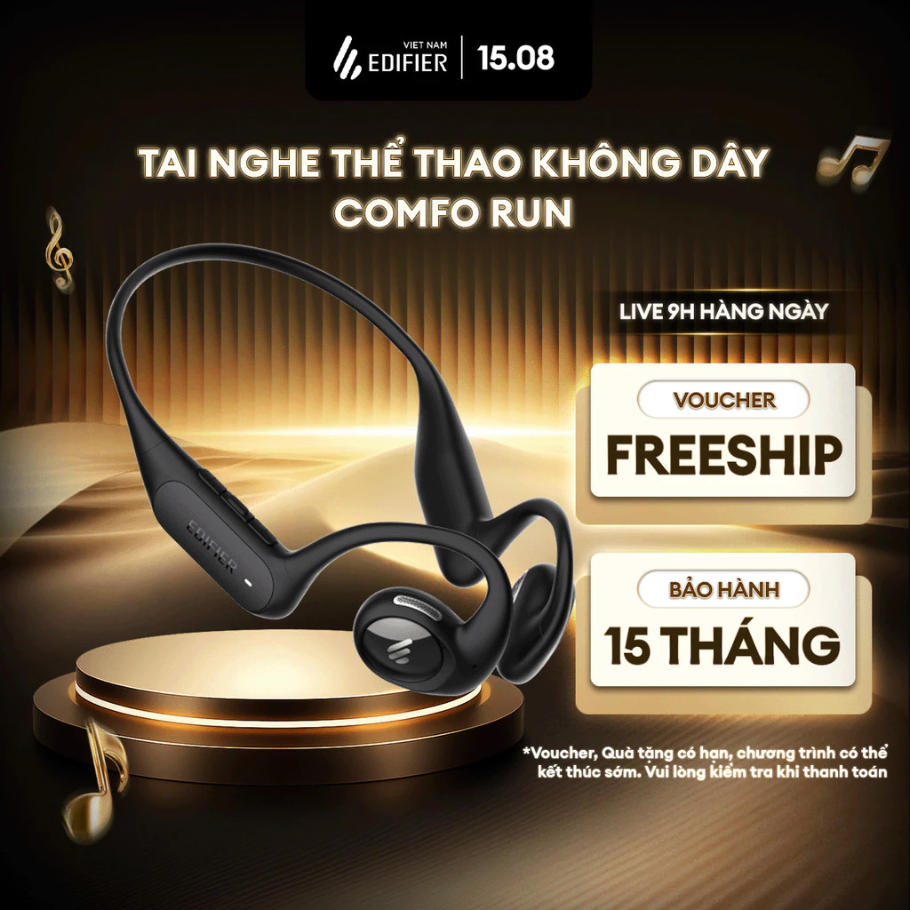 Tai Nghe Không Dây EDIFIER COMFO RUN - Chơi Nhạc Đến 16H - App Tùy Chỉnh - Thiết Kế Phù Hợp Thể Thao - 15 Tháng Bảo Hành