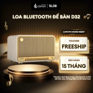 Loa Bluetooth Để Bàn Cao Cấp EDIFIER D32 - Công Suất 60W - Chơi Nhạc Thoải Mái Tới 11H - Pin 5200mAh - 15 Tháng Bảo Hành