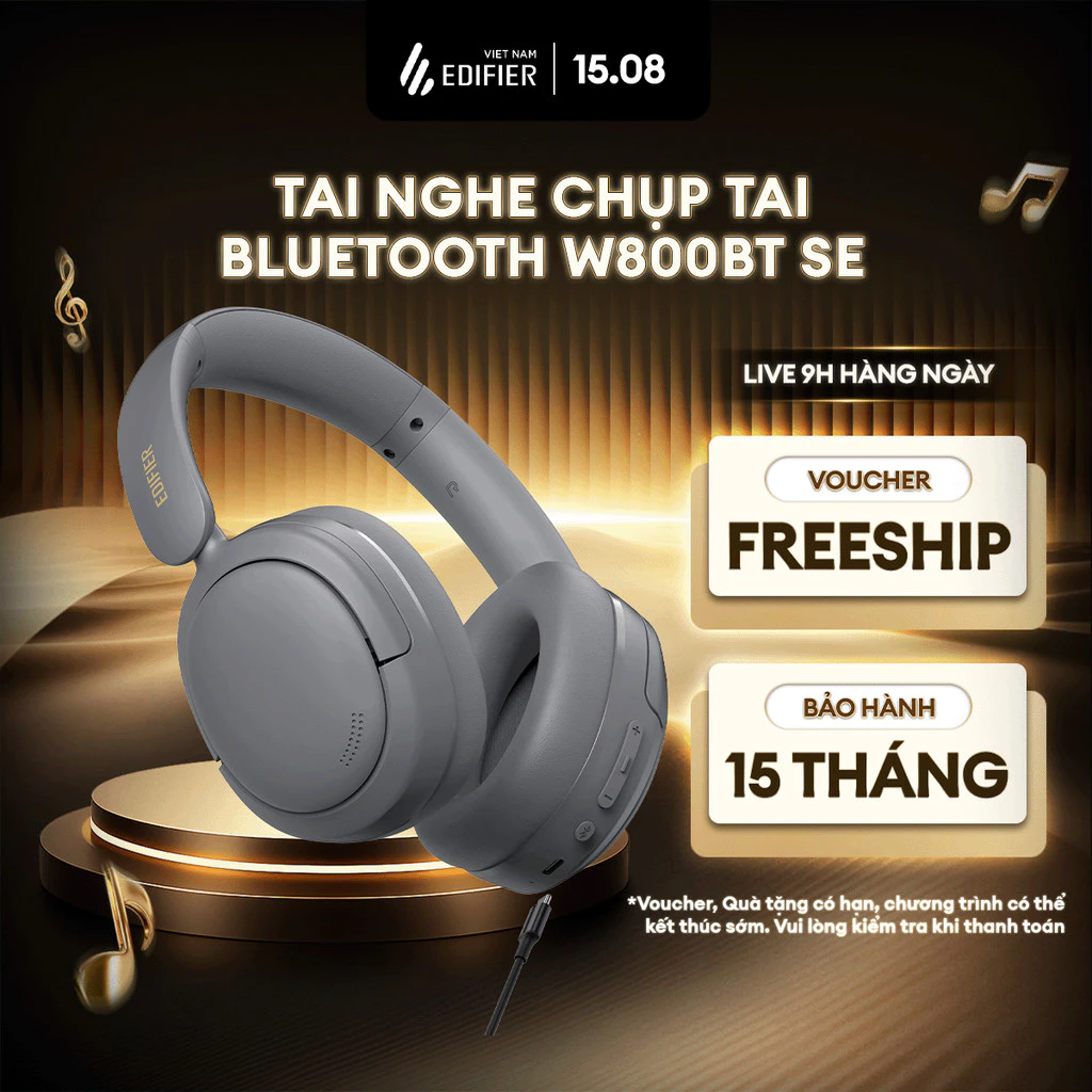 Tai Nghe Chụp Tai Bluetooth Không Dây EDIFIER W800BT SE - Chơi Nhạc Đến 45H - Mic Khử Ồn Môi Trường - 15 Tháng Bảo Hành