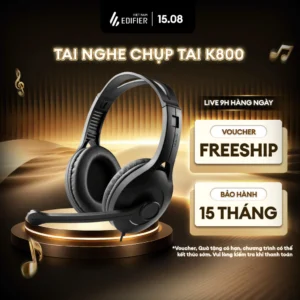 Tai Nghe Chụp Tai Chống Ồn EDIFIER K800 Đệm Tai Mềm Mại - Thiết Kế Nhỏ Gọn - Hỗ Trợ Mic - Cáp 2.8m - 15 Tháng Bảo Hành