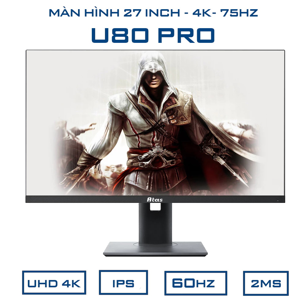 Màn hình 27 inch ATAS U80 Pro Độ phân giải 4k Tấm nền IPS sRGB 100% Chân đế xoay