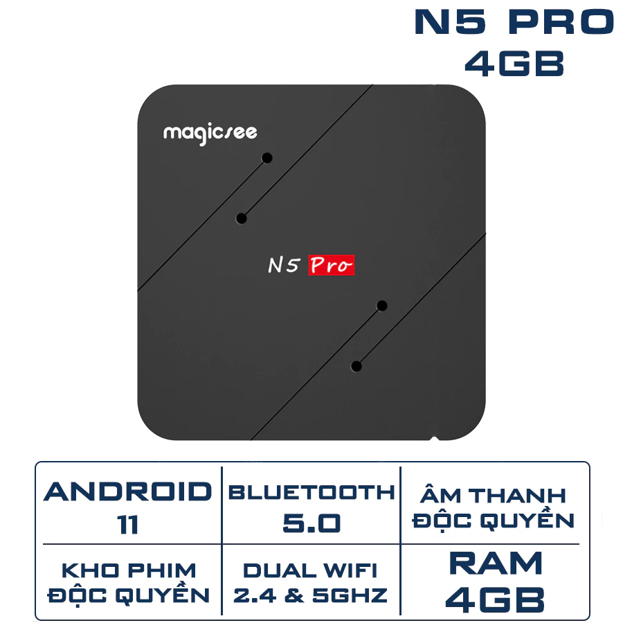 Android Tivi Box Magicsee N5 Pro - Ram 4GB, Rom 32Gb, Android 9.0