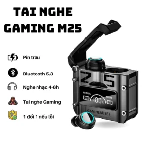 Tai Nghe Bluetooth Gaming Amoi M25 Pro Nghe nhạc 6h Delay thấp Chống nước IPX7 Kiêm sạc dự phòng