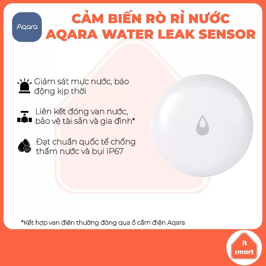 Cảm biến rò rỉ nước AQARA T1 bảo vệ tài sản gia đình bạn, tương thích Apple Homekit