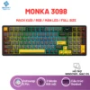 Bàn phím cơ không dây MONKA 3098 LED RGB, 3 Chế độ, Có Màn Hình, Mạch Xuôi, Full Size