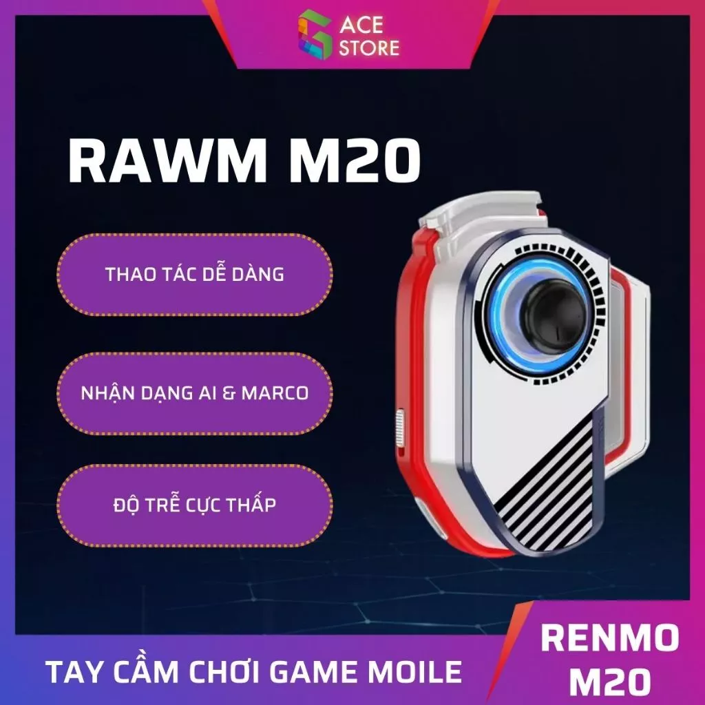 Rawm M20 | Tay cầm chơi game một bên hỗ trợ macro combo ảo, ghìm tâm AI dành cho điện thoại và máy tính bảng