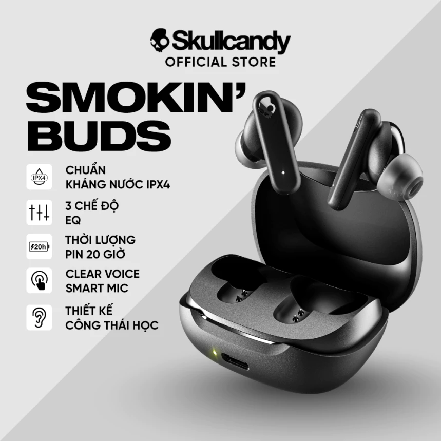 Tai Nghe Bluetooth Skullcandy Smokin' Buds - Chất Âm Mỹ, Pin 20H - Image 2