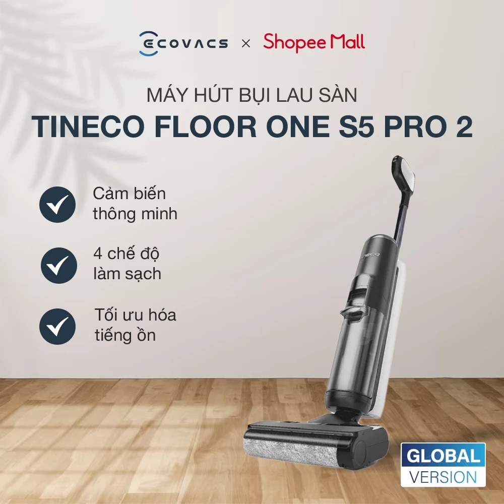 Tineco S5 Pro 2 Máy hút bụi lau nhà | Màn hình LCD | 4 chế độ làm sạch | Tặng nước lau sàn