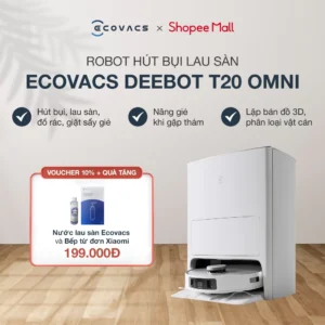 [Tặng phụ kiện] Ecovacs T20 OMNI Robot hút bụi lau sàn | Lực hút 6000Pa | Sấy khô giẻ khí nóng