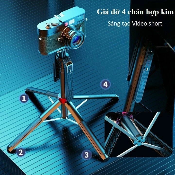 Gậy Chụp Ảnh 4 Chân P185 Cao 1.8m Có Remote Sạc Pin Chính Hãng - Image 3