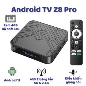 Android Tivi Box Magicsee Z8 pro Ram 4GB Bộ nhớ 32GB Phiên Bản 2024 Tích hợp khiển giọng nói