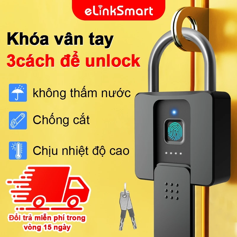 Ổ Khóa Vân Tay Thông Minh Cỡ Lớn Chống Cắt - App & Chìa Cơ