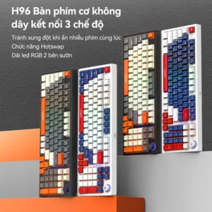 Bàn phím cơ không dây bluetooth K108 Full Size 108 phím - Kết nối 3 chế độ - Led Rainbow - Có hot-swap - Màn hình TFT
