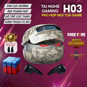 Tai nghe bluetooth gaming tws H03 tai nghe không dây chơi game nhét tai mũ 3 độ trễ cực thấp