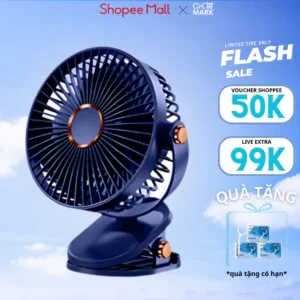 ( Loại 1) Quạt tích điện kẹp bàn mini để bàn 5 mức độ có đèn led pin 5000 MHA Và 10000 MHA cao cấp