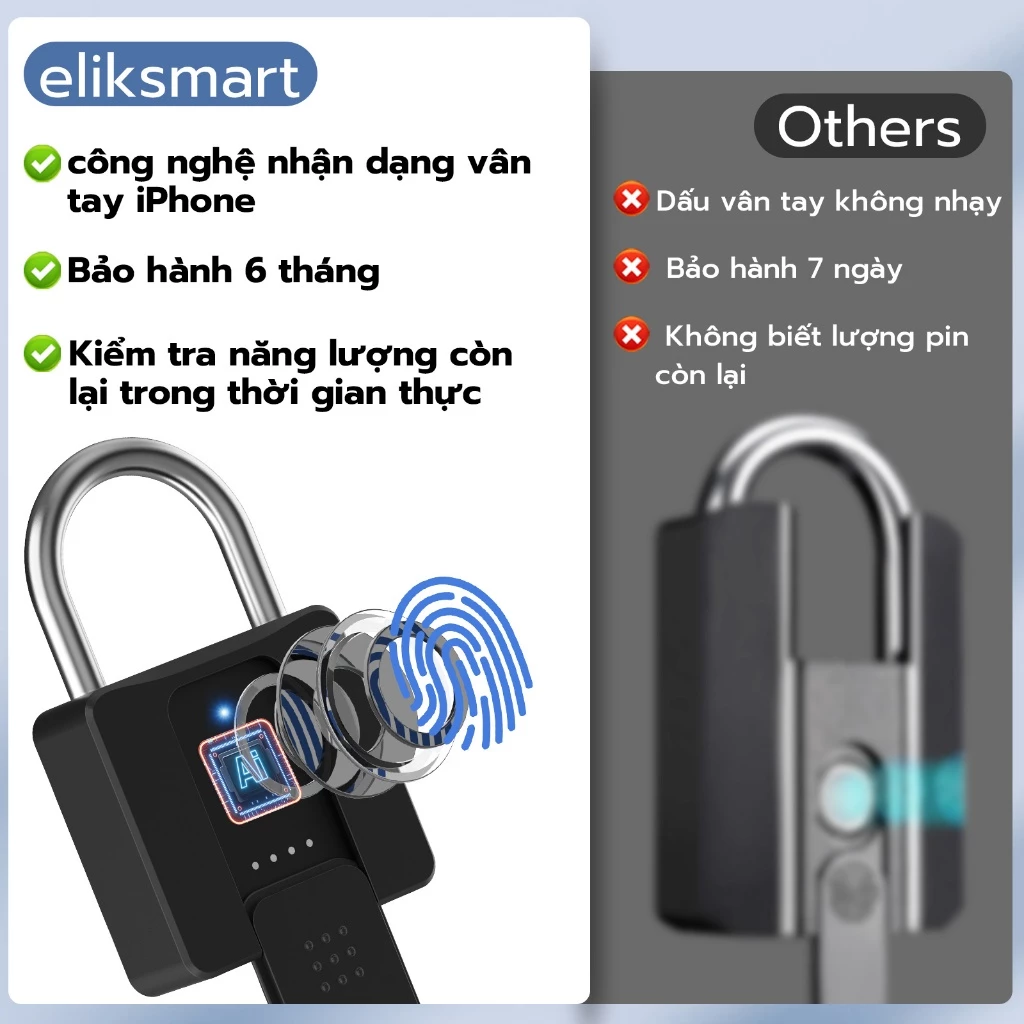 Ổ Khóa Vân Tay Thông Minh Cỡ Lớn Chống Cắt - App & Chìa Cơ - Image 3