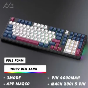[ HOẢ TỐC ] Bàn phím cơ không dây ATAS YG102 - 3 mode kết nối - LED RGB - Có App Marco - Mạch xuôi 5 Pin - Lube