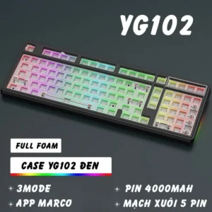 Case bàn phím cơ không dây ATAS YG102 - 3 mode kết nối - LED RGB - Có App Marco - Mạch xuôi 5 Pin - Lube sẵn