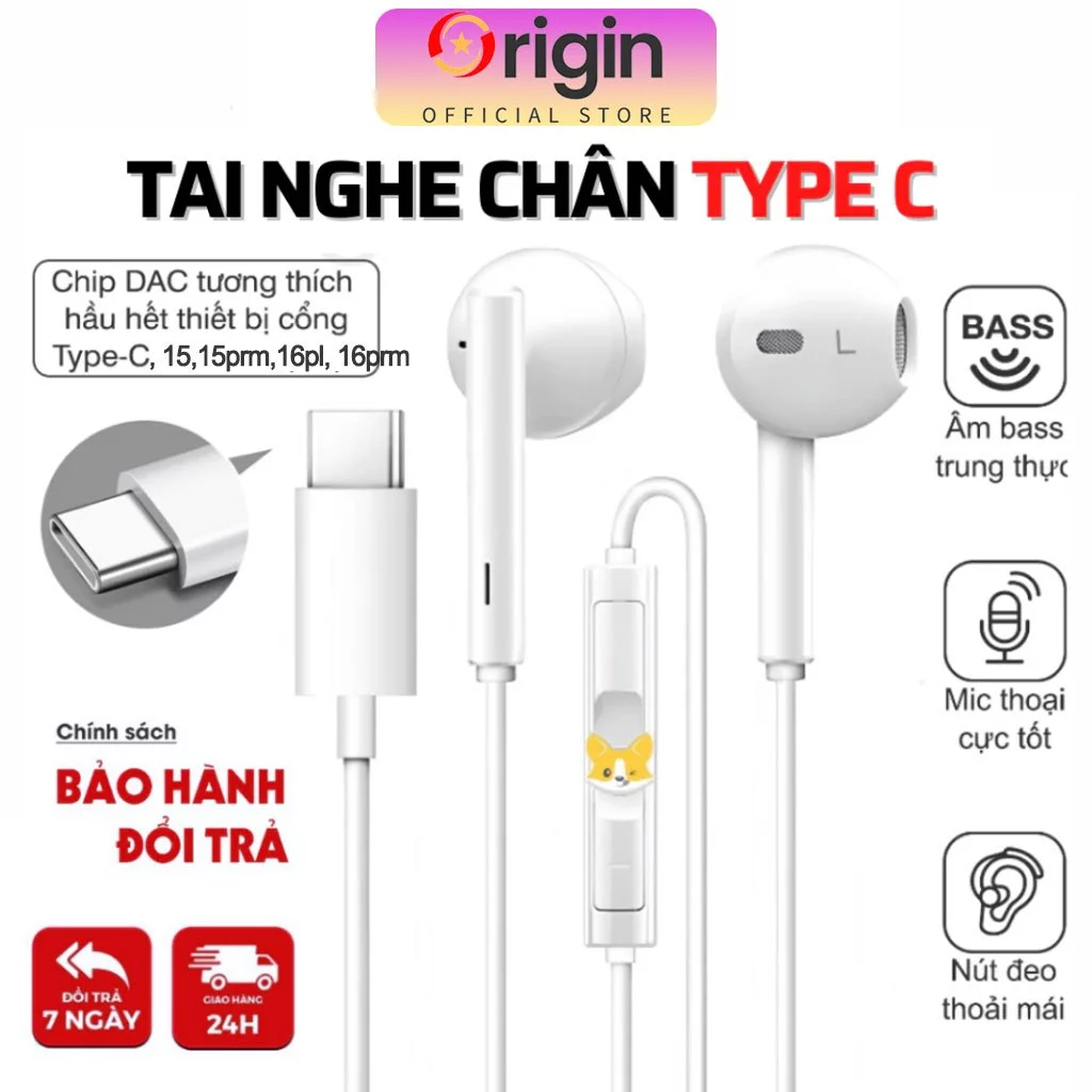 Tai Nghe Type C Dành Cho 15 Pro Max 17 Pro 16 Và Samsung Xiaimi Oppo Cổng Type C C Nghe Gọi Đầy Đủ Bass Nghe Nhạc