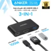 Hub chuyển đổi ANKER USB-C 3-in-1- Hỗ trợ PD 100W, HDMI 4K - A8339