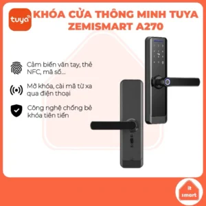 Khoá vân tay thông minh Tuya Zemismart A270 kết nối điện thoại, mở khoá từ xa