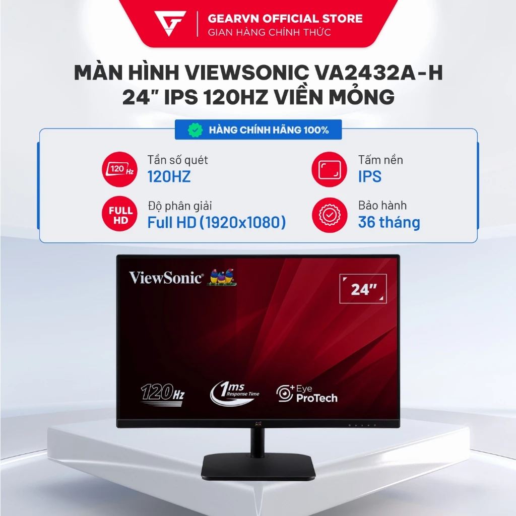 Màn Hình phổ thông VIEWSONIC VA2432A-H (24"/FHD/IPS/120Hz/5ms) Chính Hãng Giá Rẻ BH 36 tháng
