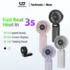 Quạt gấp 180° im lặng GOOJODOQ siêu gió điều chỉnh 100 cấp độ, mini quạt di động, màn hình nguồn LED