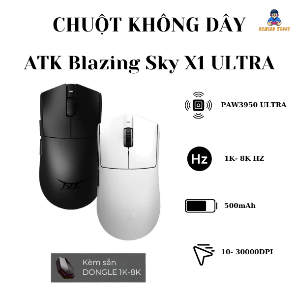 Chuột gaming không dây ATK Blazing Sky X1 Series - Paw3395 Ultra - DPI 36000 - 8K HZ Polling rate