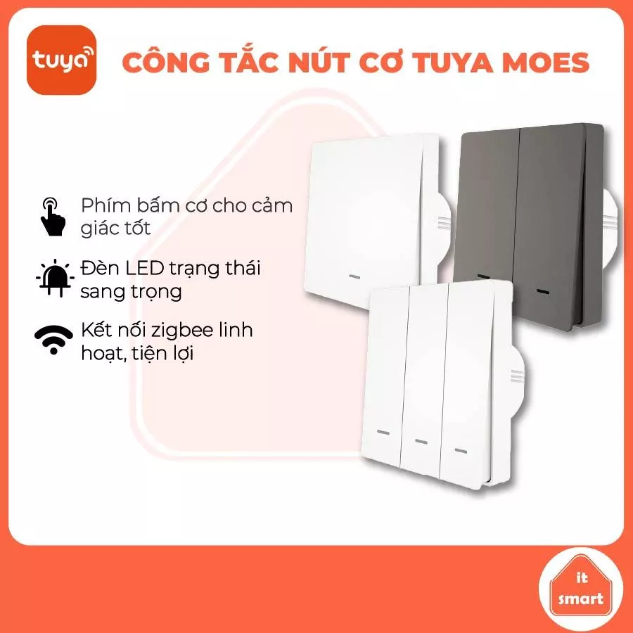 Công tắc nút cơ thông minh Tuya Moes Flame kết nối Wifi/Matter/Zigbee,zigbee không dây nguội,hẹn giờ
