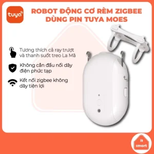 Động cơ rèm robot zigbee Tuya Moes dùng pin, không cần thay ray, lực kéo đều hỗ trợ nhiều loại rèm