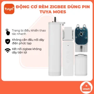 Động cơ rèm zigbee Tuya Moes dùng pin sạc tháo rời, không cần đấu nối điện