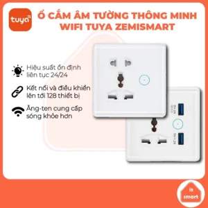 Ổ cắm điện thông minh wifi Tuya Zemismart tích hợp cổng sạc USB tiện lợi, mặt kính sang trọng