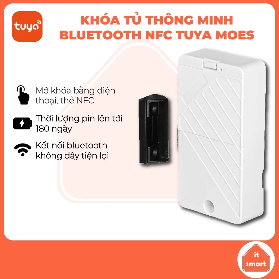 Khóa tủ, ngăn kéo bluetooth thông minh Tuya Moes, bảo mật tuyệt đối, an toàn tài liệu
