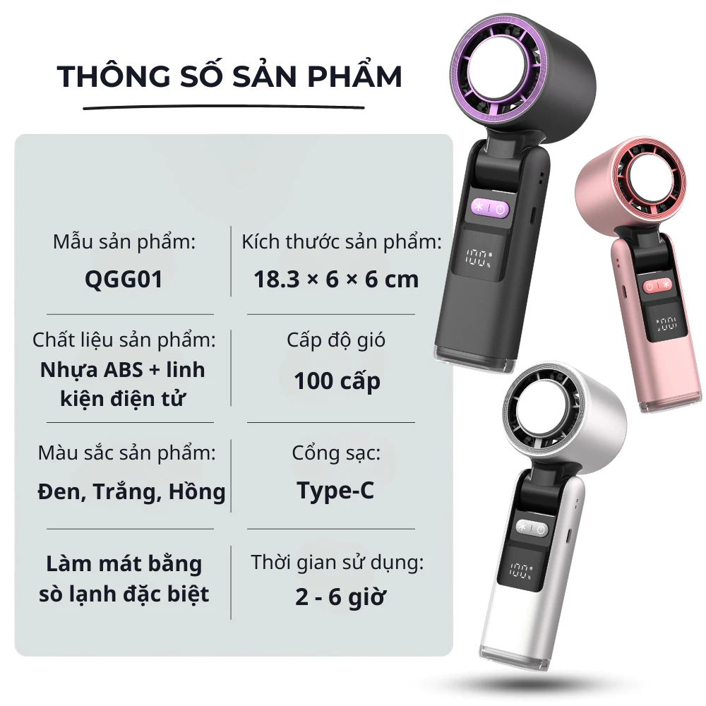 Quạt Mini Turbo Sò Lạnh 5000mAh - Gập 180 Độ, Kèm Đèn Pin Siêu Mạnh - Image 3