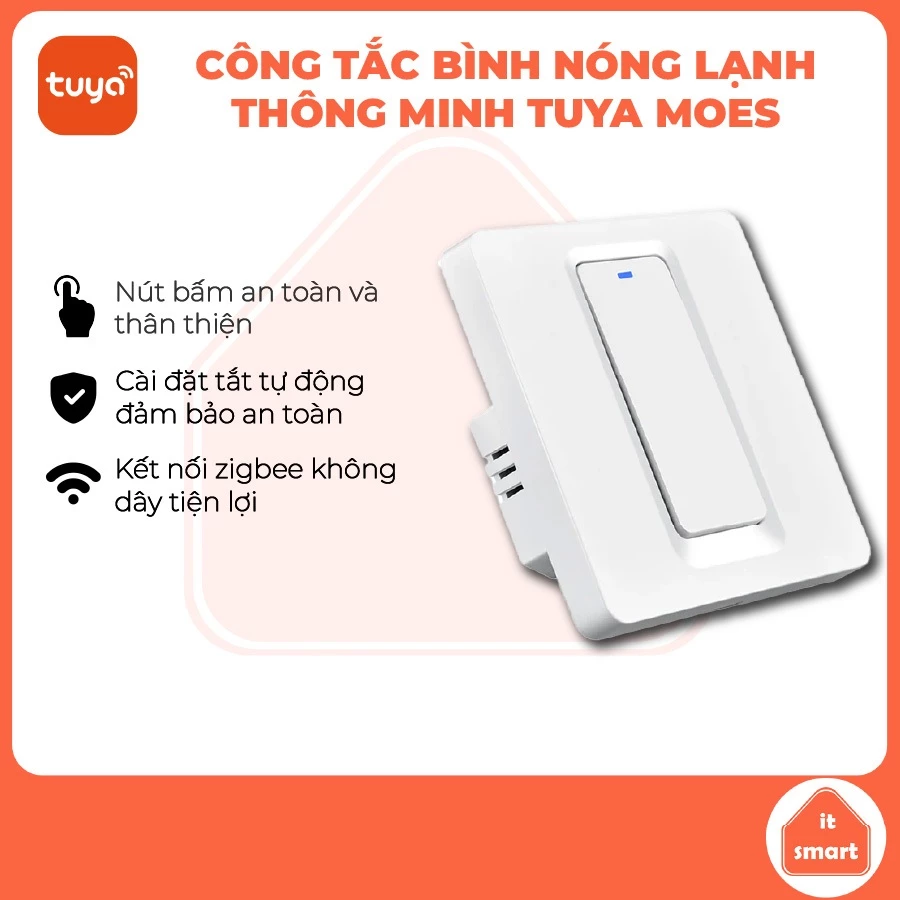 Công tắc thông minh bình nóng lạnh Tuya Moes, công tắc hẹn giờ, công tắc wifi