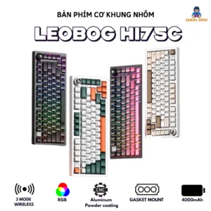 Bàn phím cơ khung nhôm LEOBOG HI75C - 3 mode kết nối - Keycap PBT - LED RGB - APP Marco - Núm vặn