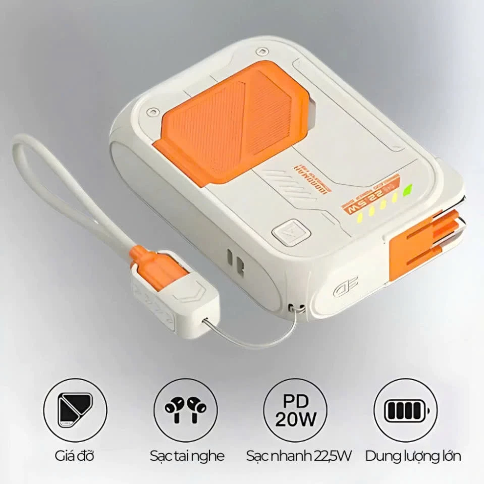 Sạc Dự Phòng 20000mAh Kiêm Củ Sạc 22.5W Có Sạc Không Dây X599 - Image 3