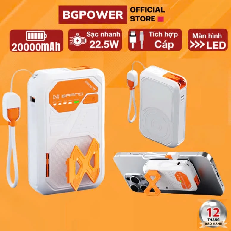 Sạc Dự Phòng 20000mAh Kiêm Củ Sạc 22.5W Có Sạc Không Dây X599 - Image 2