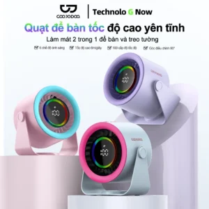 Quạt để bàn tốc độ cao GOOJODOQ mới 2025 Quạt 100 tốc độ Màn hình LED kỹ thuật số Quạt turbo không ồn có thể điều chỉnh