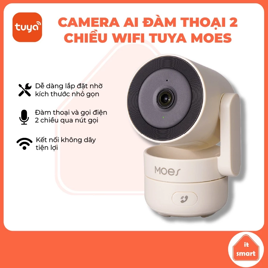 Camera thông minh Tuya Moes, đàm thoại 2 chiều, quay 360 độ, hình ảnh sắc nét, kết nối các thiết bị